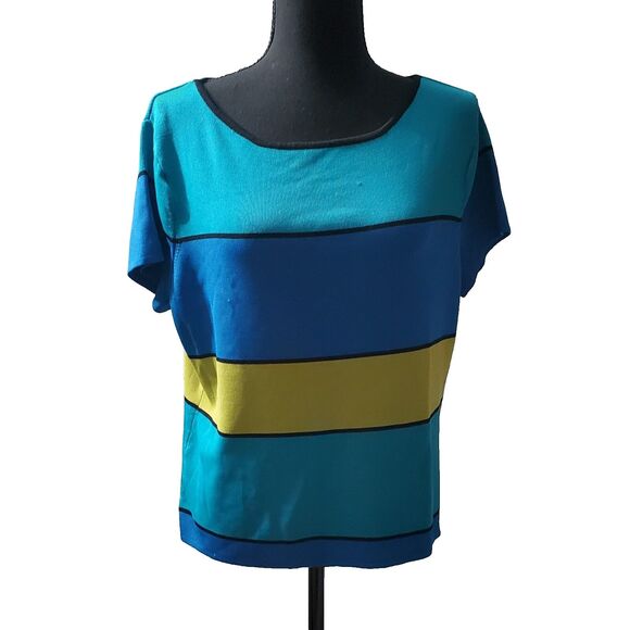 Grace Knitwear Women's Striped Silk Blend Stretch Blouse Size XL Office Work#39l - Picture 2 of 9